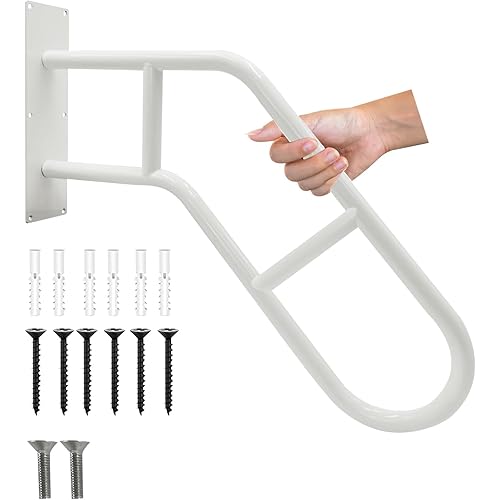 Matte White Outdoor Handrail for 1-3 Steps - Sturdy Metal Railings and Safety Grab Bar - Ideal for Porch, Garden, and Stairs(28.7" Length, 1" Pipe)