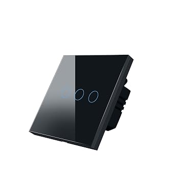 Tuya Smart Wall Light Switch Works with Or Without Neutral Wire No Capacitor Needed Support Voice Control Black 3 Gang