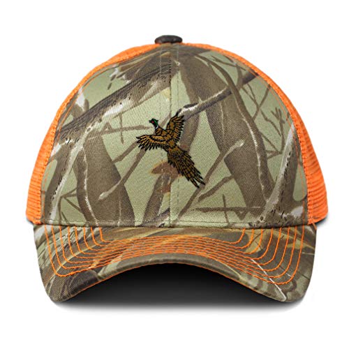 Speedy Pros Camo Mesh Trucker Hat Pheasant A Embroidery Cotton Neon Hunting Baseball Cap Strap Closure One Size Orange Camo Design Only