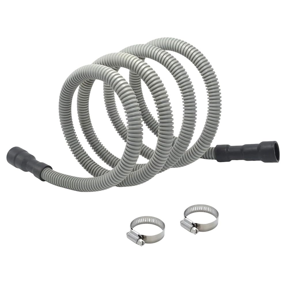 Ijsdnvjndx Gray & Black Dishwasher Drain Hose,10 Ft Discharge Hose,Corrugated And Flexible Dishwasher Hose Drain Replacement With Clamp