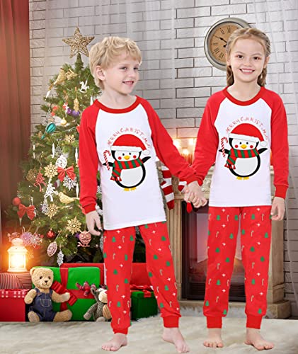 Benaive Boys Christmas Pajamas Kids Xmas Holiday Pjs 100% Cotton, 2-Piece Boys Sleepwear Long Sleeves Set Size 12 Penguin - image 2