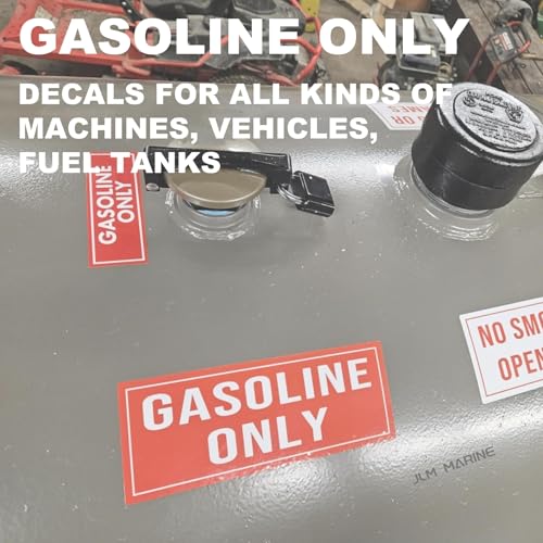 Image of Gasoline Only Sticker 8 Pack for Fuel Tank Cap Can Boat Car Truck 6x2 Inch | for Marine Boat Automotive Truck Tractor Fuel Tank Cap Can 6x2 Inch UV Fade Protected Gasoline Only Sticker 8 Pack Decal Set