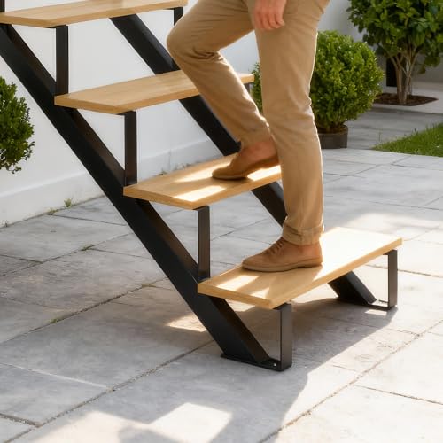 Garvee Schwerlast Stahl-Treppenwangen 2er-Pack – 3-stufiger Metall-Treppenrahmen mit verstärkten Stützbeinen, korrosionsbeständig, bis 272 kg, für Innen & Außen, Step 3 | Paar Handschuhe Garvee Schwerlast Stahl-Treppenwangen 2er-Pack – 3-stufiger Metall-Treppenrahmen mit verstärkten Stützbeinen, korrosionsbeständig, bis 272 kg, für Innen & Außen, Step 3 | Paar Handschuhe