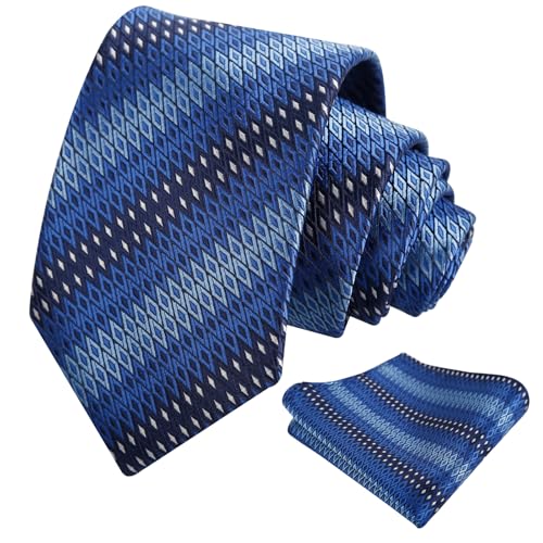 Image of Alizeal Mens 3.15'' Gradient Novelty Pattern Tie Set with Pocket Square Casual Color Tie Set