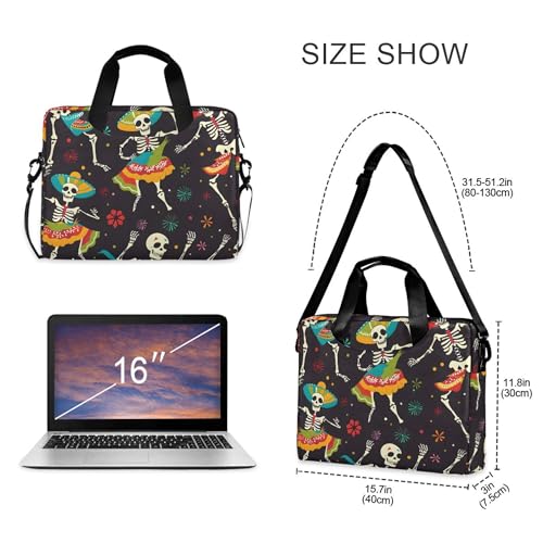 Funda maletín para laptop diseño calaveras Día de Muertos 13-15.6 pulg miniatura 4