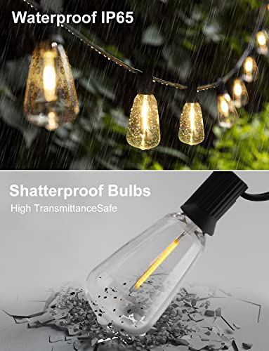 100Ft Solar Outdoor String Lights With Remote - Usb Rechargeable Solar Powered Outdoor Patio Lights, Larger 3.5W Solar Panel , Timer, Dimmable Shatterproof St38 Bulbs For Backyard, Porch, Garden, Pool #TOP2