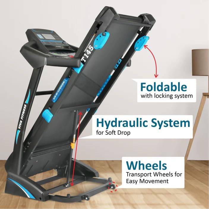 Image of Viva Fitness T-145 DC Motorized Treadmill || DC Motor : 4.5 HP Peak, Connect with MP3 || Max. User Weight: 115 Kgs (Installation Available)
