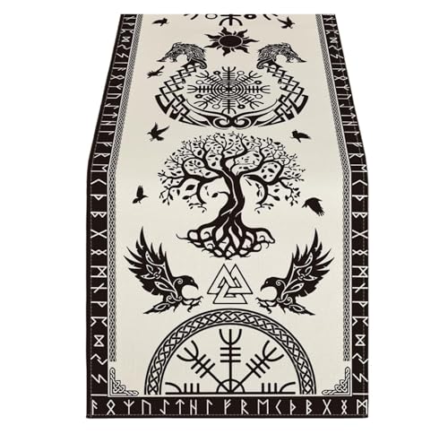 XUCZHAI Camino de Mesa de Lino Vintage, decoración for Fiestas navideñas, decoración Reutilizable for Mesa de Comedor y Cocina(Beige,180x33cm 70.8x13inch)