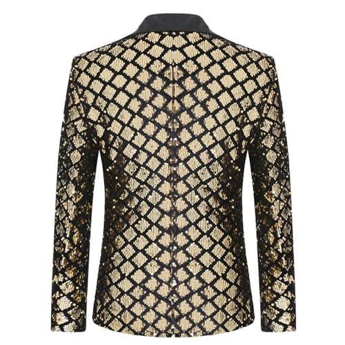 Men's Gold Sequin Tuxedo Jacket Slim Fit Shawl Lapel Blazer One Button Suit Jackets for Party Prom Wedding Dinner2