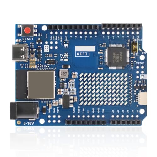 UNO R4 WiFi Board [ABX00087] Dual-Core Microcontroller Wi-Fi & Bluetooth USB-C CAN 12-bit DAC OP-AMP Qwiic Connector LED Matrix for IoT & Embedded Projects Compatible with Arduino IDE