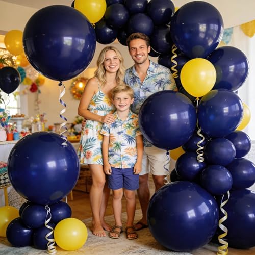 Image of 32Pcs Navy Blue Big Balloons 18 Inch, Round Dark Blue Large Latex Party Balloons for Birthday Wedding Decorations.