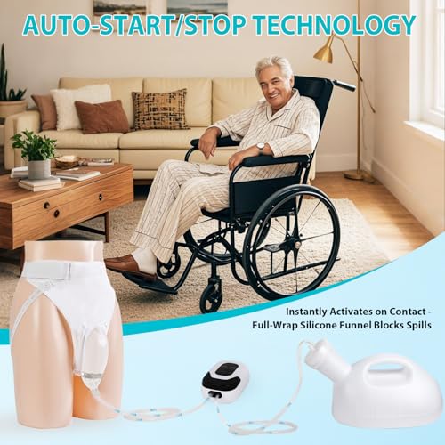 Electric Ur/inal for Men, Automatic Start-Stop Sensor, Leak-Proof Design 2000mL Capacity, Adjustable Waistband for Bedridden, Travel and Home Use HJNQ-01