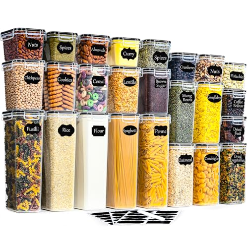 GoMaihe Vorratsdosen 25 Set Aufbewahrungsbox Küche Organizer, Luftdicht Vorratsbehälter Plastik mit Deckel, Vorratsdose für Müsli Mehl Kaffeebohnen Cornflakes Spaghetti Aufbewahrung