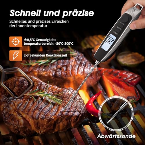 Foto von DOQAUS Fleischthermometer Grillthermometer Bratenthermometer Küchenthermometer Digital Thermometer mit 3s Sofortiges Auslesen für Küche, Kochen, Grill, BBQ