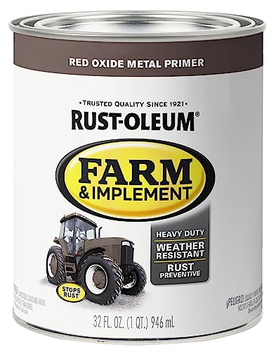 Image of Rust-Oleum 280151 Farm & Implement Enamel Primer Quart, Red Oxide Metal Primer, (Pack of 1)