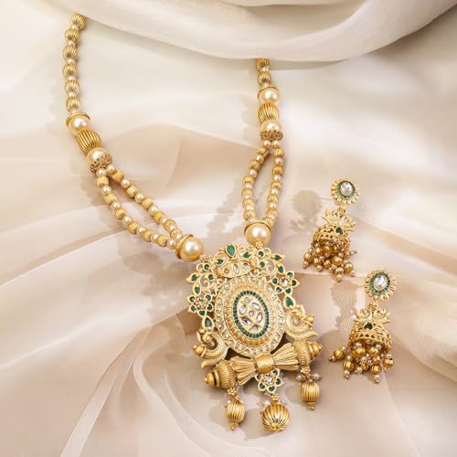 Image of Rubans Necklace Set Gold Plated Traditional Jewellery Gift for Women & Girls