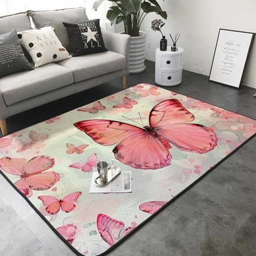 Tapis imprimé papillon grand format 203 x 147 cm multicolore - 3