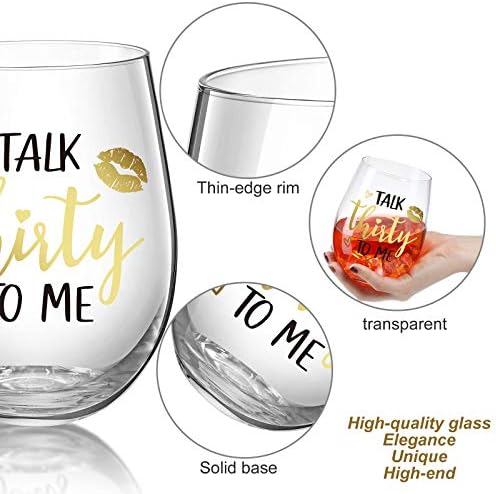 Talk Thirty To Me Wine Glass 30th Birthday Stemless Wine Glass Black Stemless Glass Cups Dirty 30 Birthday Present for Women Men Friends Thirty Birthday Present Wedding Anniversary Party Favors, 17 Oz