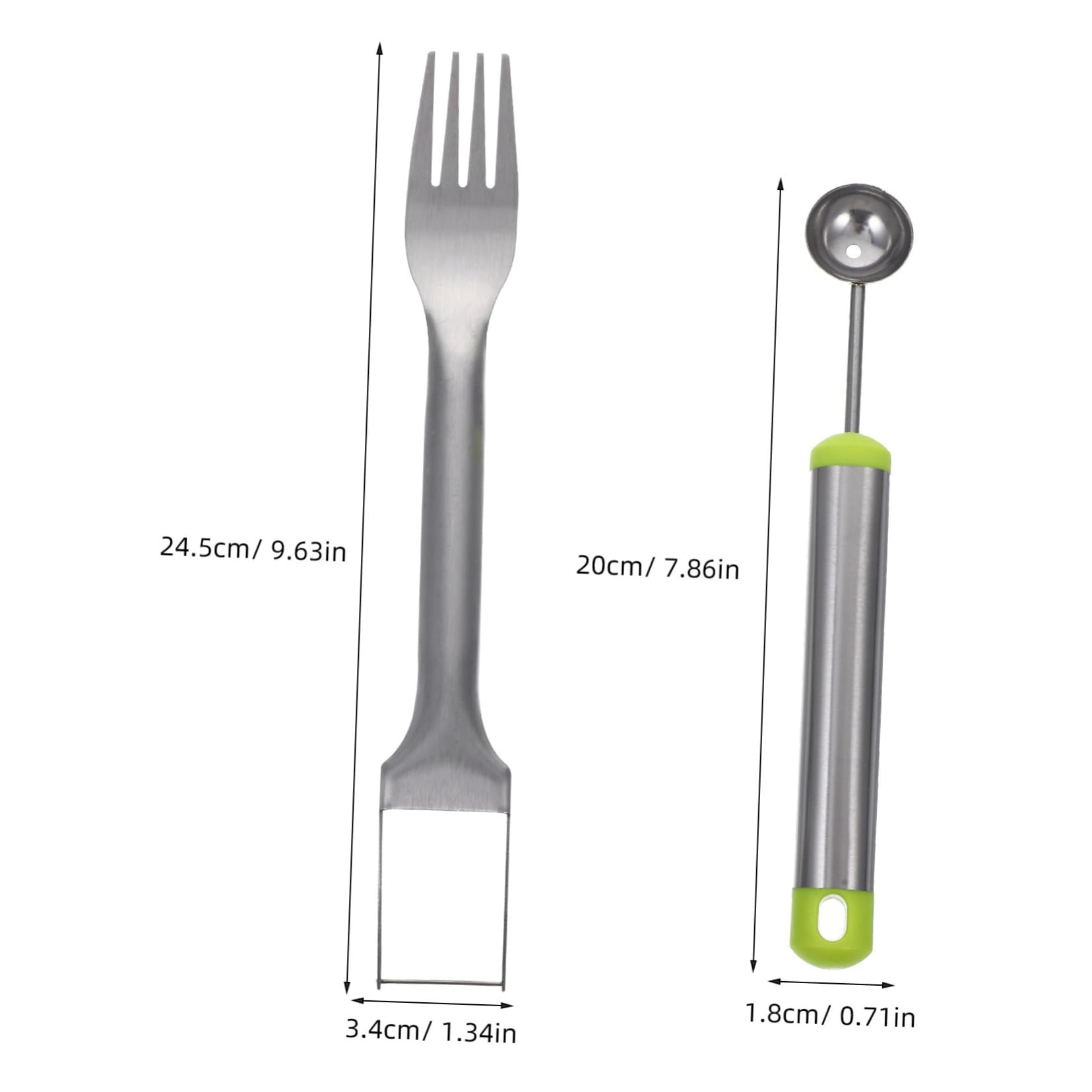 OUNONA Watermelon Baller Fork Slicer Metal Fruit Slicer Easy Cut Compact Size