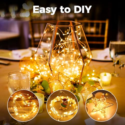 Litogo 3 Pack 33Ft 100 Led Fairy Lights Battery Operated With Remote And Timer, Ip65 Waterproof Twinkle Lights Battery Powered 8 Mode Silver Copper Wire String Light For Outdoor Indoor Christmas Decor thumb #3