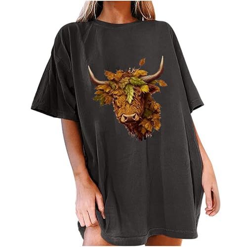 Mujer Camiseta Cattle Cow Camisa Cowboy Western Graphic Tees Western Vintage Camisetas de Manga Corta para Damas Niñas