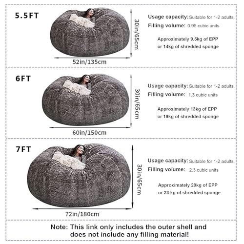 JGJSQYY Funda para sillón puf Gigante, sofá puf Extragrande, Funda para sillón puf para Adultos, ultrasuave y Duradera, fácil de Limpiar, salón y el Dormitorio (Relleno no Incluido). - imagen 2