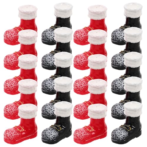 Toyvian 20pcs Miniature Boots Dollhouse Christmas Decorations Miniature Shoes Props Dollhouse Mini Shoes Mini Stuff Santa Boot for Dolls Figurines