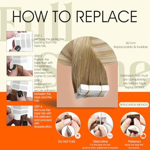 Image of Full Shine Human Hair Tape in Extensions Double Sided Tape in Hair Extensions Color 6 /27 /60 Brown And Blonde Invisible Remy Skin Weft 22Inch Long Silky Straight for Women 100Gram 40Pcs