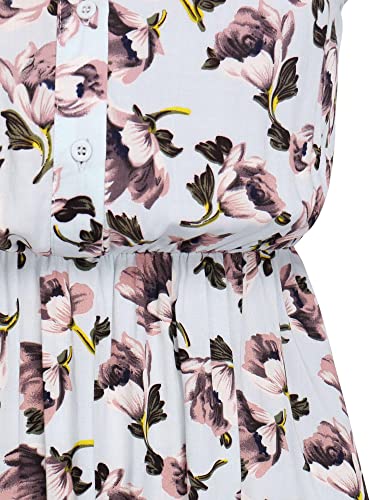 Image of Allegra K Women's Floral Printed Half Placket Above Knee Summer Sleeveless Belted Dress