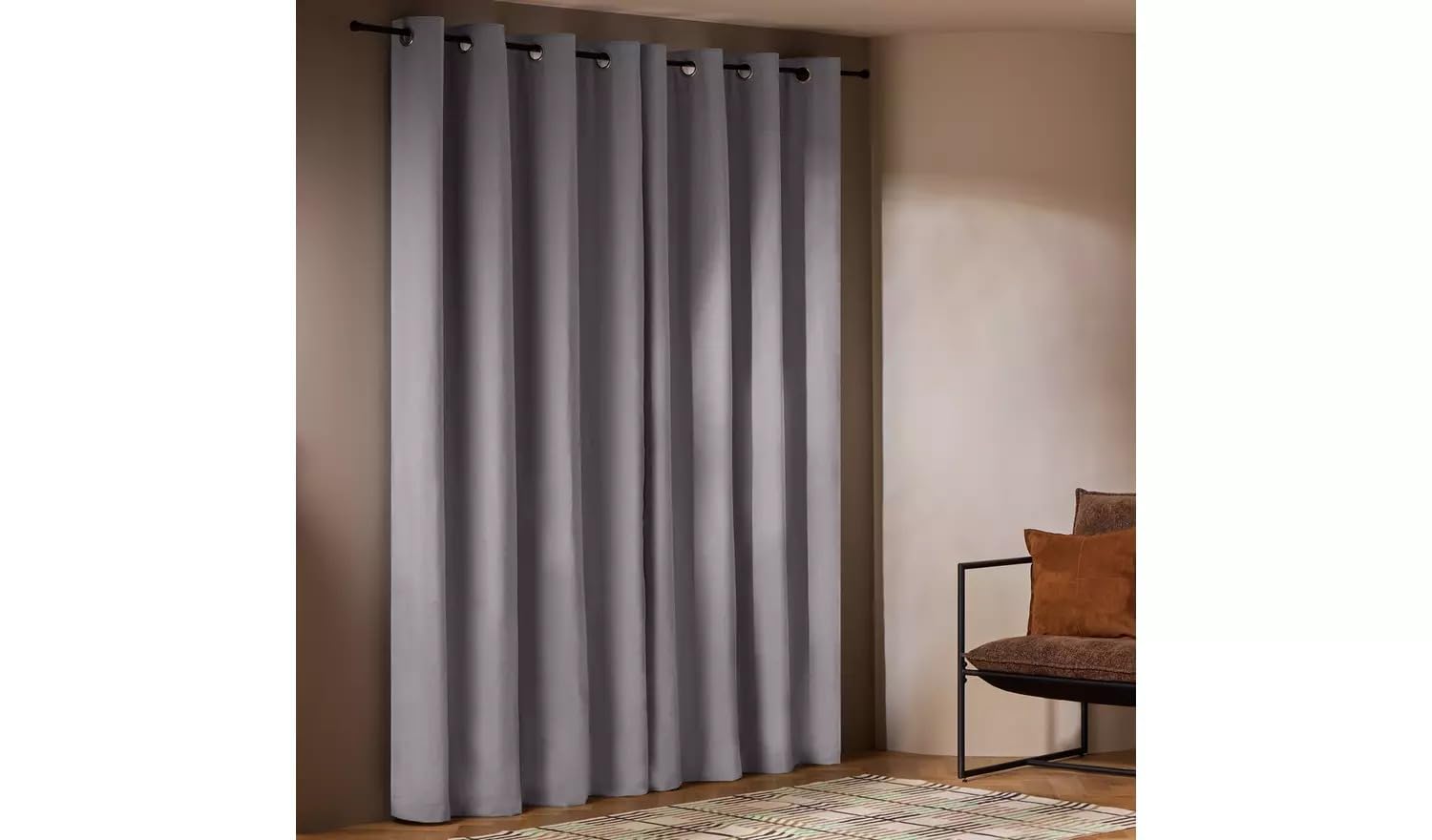 SEGOY With Linen Blackout Eyelet Curtain - Dove Grey - 229x229cm