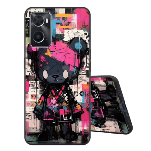 Sinyunron Funda Compatible con OPPO A76 4G Carcasa de Protección de Silicona,Delgado Suave Anti-Choques y Anti-arañazos TPU Protectora Caso con Moda Estética Patrón Dibujos-Oso