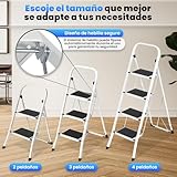Escalera Plegable 3 Peldaños con Estructura de Acero y Peldaño...