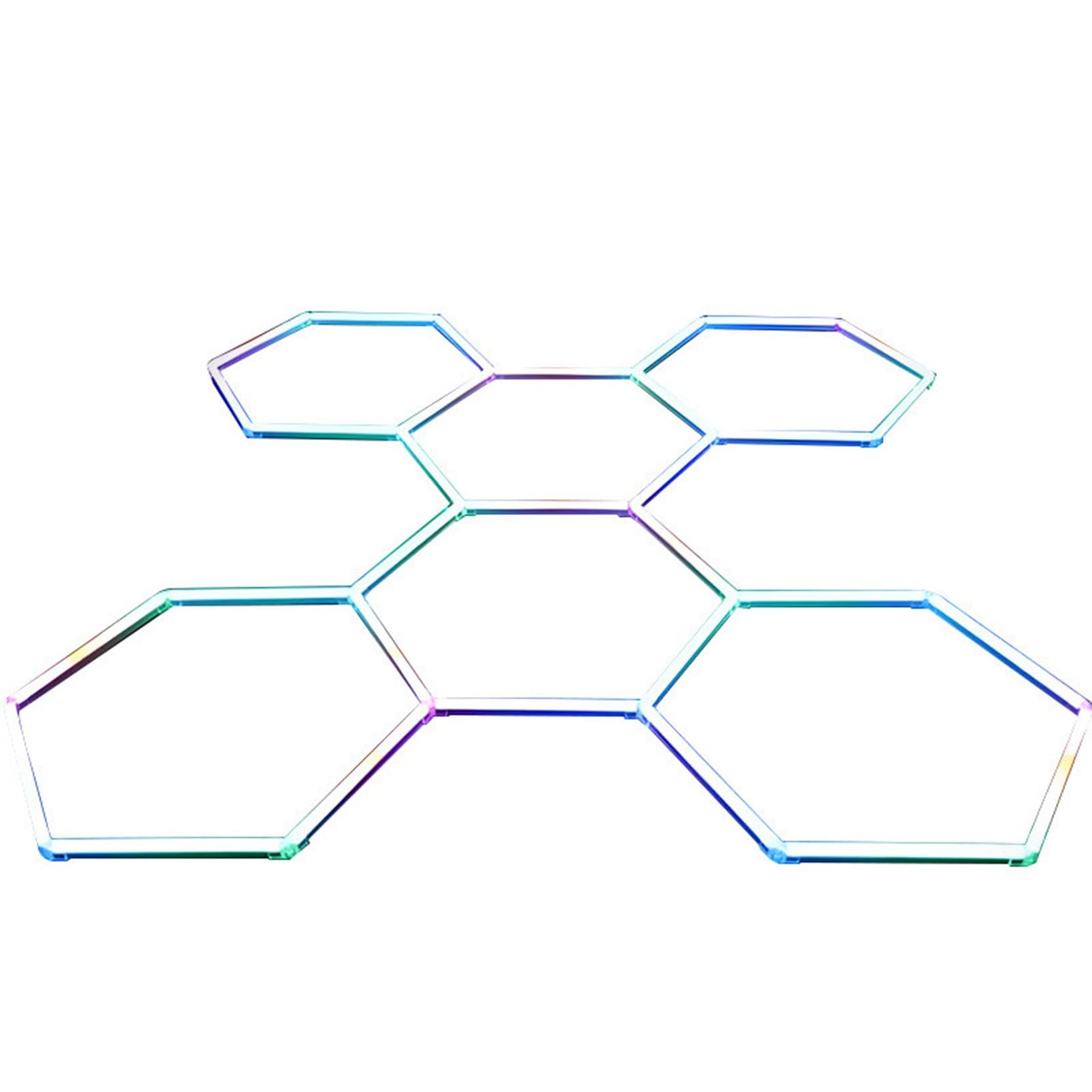 Luci da garage a LED esagonali con 5/14 griglie, plafoniera a nido d'ape a LED fai-da-te 168 W/672 W, 6500 K super luminosa,for montaggio a parete o a soffitto, sistema a griglia(5 HEX 192W)