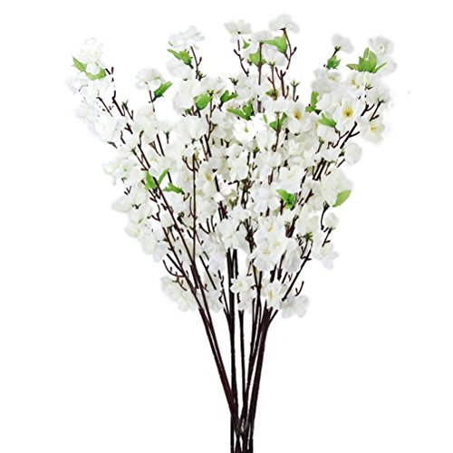 TINKSKY Artificial Cherry Plum Peach Blossom Spray Branch Silk Flowers Tree for Wedding Valentine's Day Gift DIY - 10 Pieces