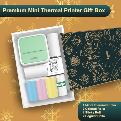 SEZNIK Mini Printer, Inkless, Thermal, Bluetooth, Portable Printer, Compatible Android, iOS Mobile. 1 Year Warranty (MiniX-Green-Gift) - Image 3