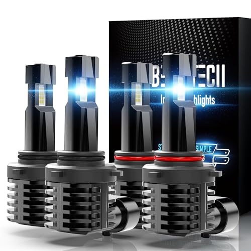 BEAMTECH 9005 9006 Bulbs Fanless In Line Fog Light Bulb 6500K Xenon White Pack of 4