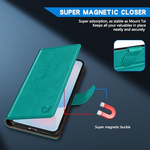 Image of ZZXX for Samsung Galaxy S25 Plus Wallet Case with [RFID Blocking] Card Slot Kickstand Magnetic Closure Leather Flip Fold Protective Phone Case for Galaxy S25 Plus 5G Case Wallet(Lake Blue-6.6 inch)