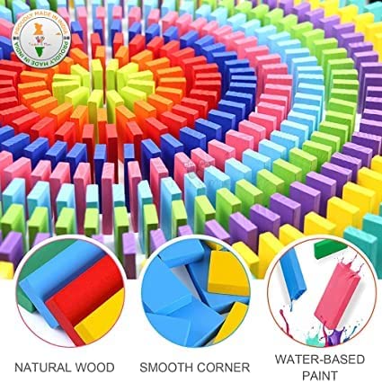 Toy ImagineTM 360 pcs Colorful Wooden Domino Block Set for Kids Educational and Learning Activity Game Play | Helps in Skill Development and Color Recognition (12 Colors) - Image 7 thumbnail