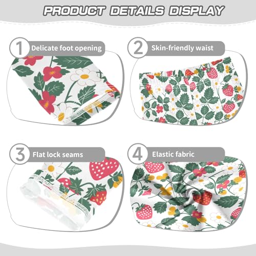 Girls' Athletic Leggings Ankle Length Yoga Dance Pants Kids Teen 4T Flower Strawberry Leaves3