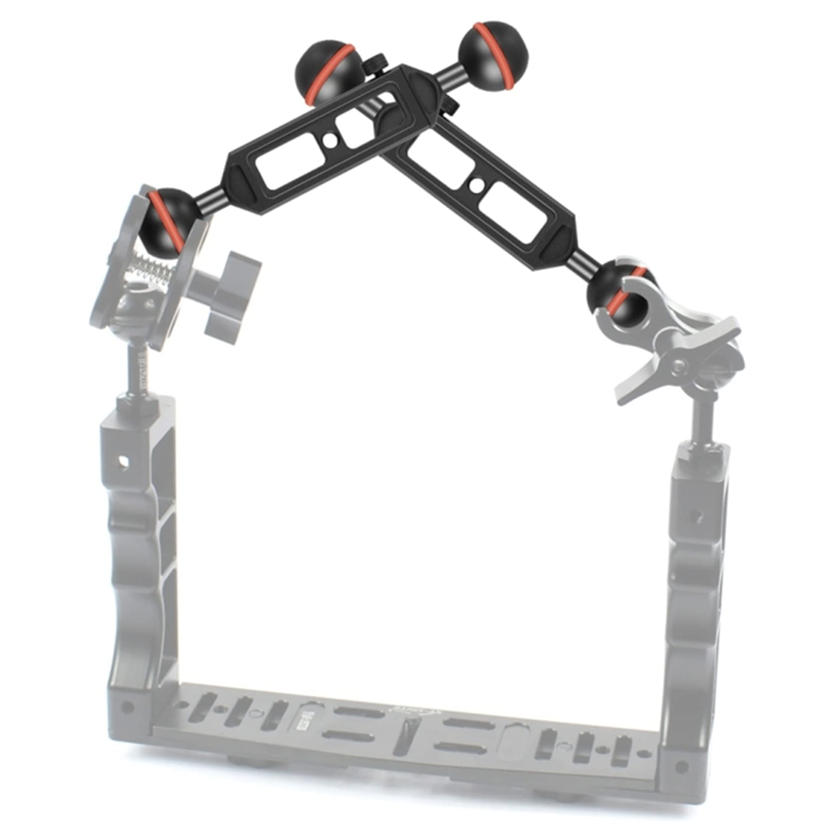 Support de plongée en alliage d'aluminium avec filetage 1/4 pour caméra d'action Longueur réglable 20 cm Diamètre de la boule 25 mm Noir