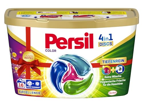 Persil 4 en 1 Color Discs (16 lavados), detergente con tecnología de limpieza profunda, detergente de color para ropa pura y frescura higiénica para la máquina