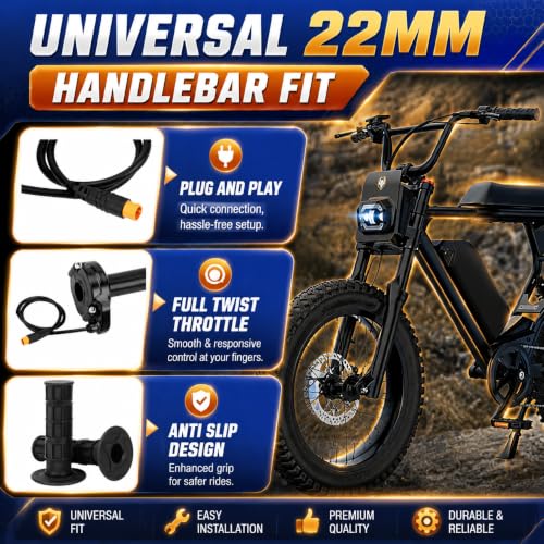 Image of Ebike Full Twist Throttle for Macfox, 3 Pin Surron Style Throttle Grip Kit 12V-72V Compatible with HappyRun Freego Heybike Electric Dirt Bike