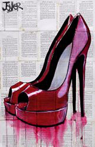 Picture Peddler High Life by Loui Jover Red High Heels Art Print Poster, Image Size: 7.5x12, Overall Size:11x14