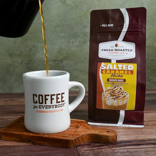 Image of Fresh Roasted Coffee, Salted Caramel Mocha Flavored Drip Ground Coffee, Medium Roast, Kosher, 12 oz