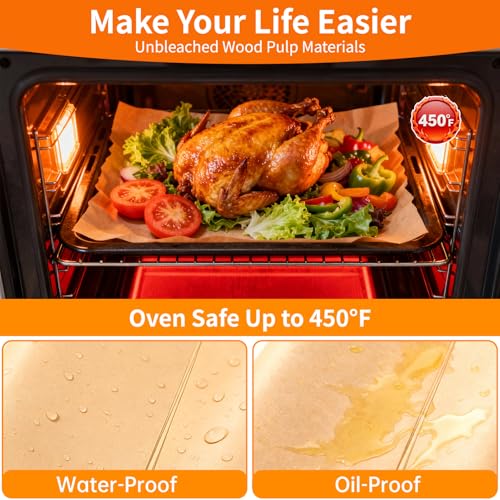 YUANYE 400PCS Parchment Paper Baking Sheets, 12\"x16\" Unbleached Precut Half Parchment Paper for Baking, Non-Stick Baking Paper for Baking, Grillin, Steaming Bread Cookies, Oven, Air Fryer, Microwave