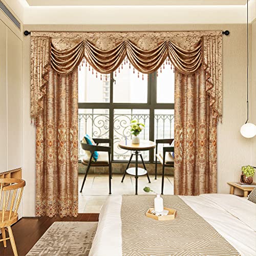 Elkca European Curtain Valances For Living Room Luxury Window Curtains For Bedroom,Rod Pocket (W110, 1Panel) #TOP3