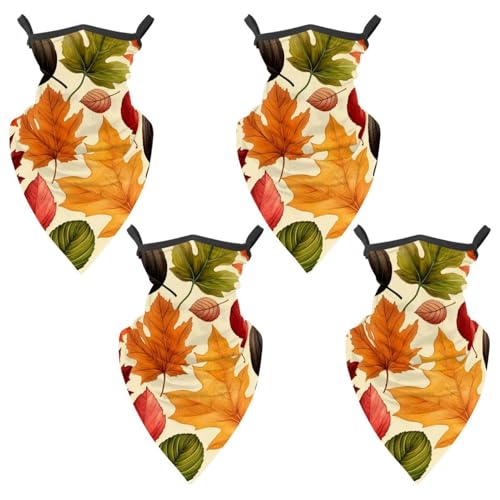 4 Pieces Thanksgiving Leaves Neck Gaiter Bandana Face Mask, Sun Cooling Scarf Gator Cover Head for Men Women