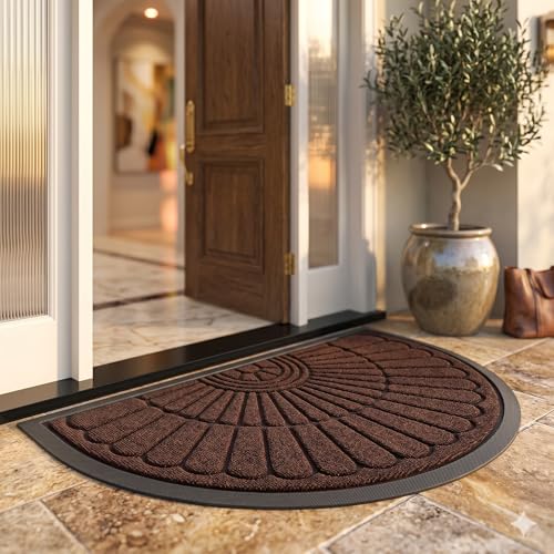 Image of Durable Door Mat for Entrance - Heavy Duty Welcome Mat for Indoor Outdoor Use, Non-Slip Rubber Backing, Low Profile, Mud Trapper Doormat for Front Door, Patio, Garage, 45x75 cm