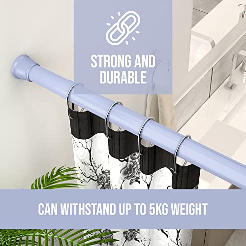 Image of Story@Home Curtain Rod 104-170 CM | Adjustable Rod Without Drilling | Extendable Shower Curtain Tension Rod | Rustproof Metal Curtain Rod Pipe | Stable Spring Installation | Light Purple