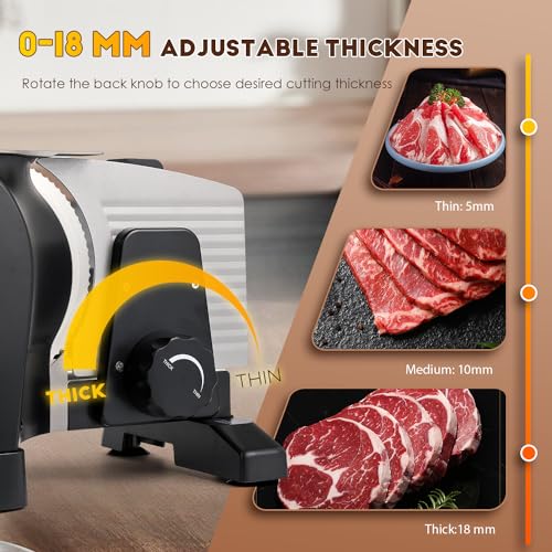 CGOLDENWALL-Meat-Slicer-Electric-Food-Slicer-with-2-Stainless-Steel-Blades-0-18mm-Adjustable-Thickness-Frozen-MeatCheese-Slicer-for-BBQ-Hot-Pot-Shabu-Child-Lock-Protection-200W-110V